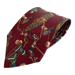 Vintage Bert Pulitzer 100% Silk Golf Tie Burgundy EUC
